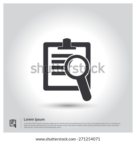 Search Documents Icon, pictogram icon on gray background. Vector illustration for web site, mobile application. Simple flat metro design style. Outline Icon. Flat design style