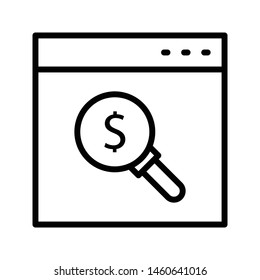 search dollar browser thin line vector icon