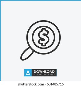 search dollar icon. simple outline search dollar vector icon. on white background.
