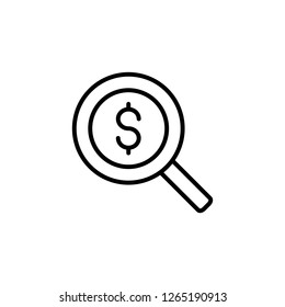 search dollar money line icon simple