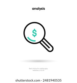 Search dollar thin line icon on the white background. Money, pay, payment,  cash operations, currency, exchange, savings, bank cards, currency, banking icons