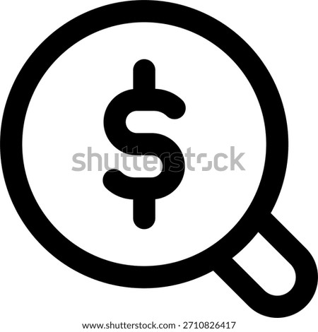 Search dollar vector design in modern style, financial investigation and revenue analysis concept, digital finance illustration. Line Icon