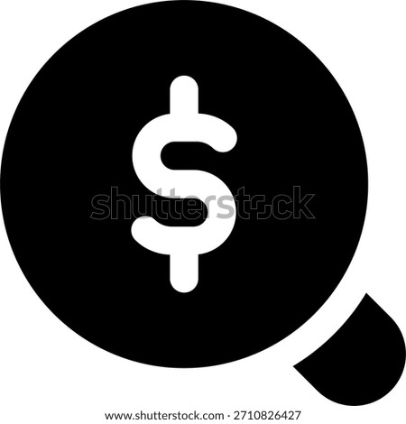 Search dollar vector design in modern style, financial investigation and revenue analysis concept, digital finance illustration. Glyph Icon