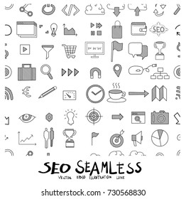 Search Doodle background seamless pattern  icon line vector set