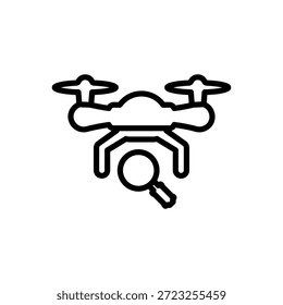 Icono de dron de Búsqueda, gráficos de Vector de línea