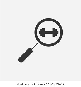 Search dumbbell icon illustration,vector sport sign symbol