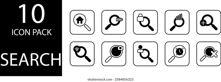 search duotone Editable Icons set, Collection of search icons with elegant duotone effects, giving a professional look to search-based applications.