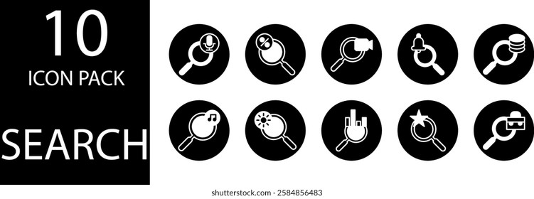 search duotone Editable Icons set, A futuristic duotone search icon set, perfect for modern tech-themed design projects.