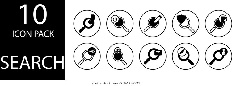 search duotone Editable Icons set, A collection of search icons with dynamic duotone effects, perfect for website, app, and infographic designs.
