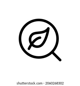 Search eco icon, editable stroke vector