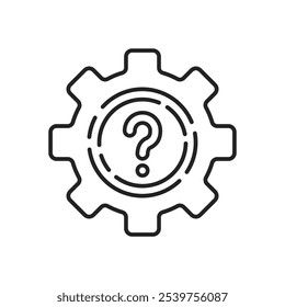 Búsqueda de soluciones efectivas en la producción. Tendencia de estilo lineal simple Diseño de arte gráfico de logotipo mínimo moderno aislado en blanco. Concepto de investigación de procesos de gestión u operación técnica