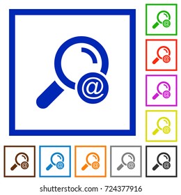 Search email address flat color icons in square frames on white background