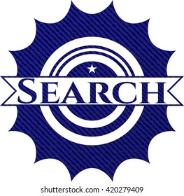Search emblem with denim high quality background