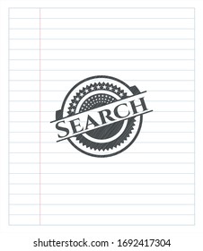 Search emblem draw with pencil effect. Vector Illustration. Detailed.