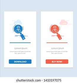 Search, Employee, Hr, Hunting, Personal, Resources, Resume  Blue and Red Download and Buy Now web Widget Card Template