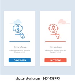 Search, Employee, Hr, Hunting, Personal, Resources, Resume  Blue and Red Download and Buy Now web Widget Card Template