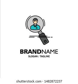 Search, Employee, Hr, Hunting, Personal, Resources, Resume Business Logo Template. Flat Color