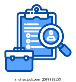 Search Employee Icon in Blue Color Style. Simple Flat Icon Vector. Simple Vector Design