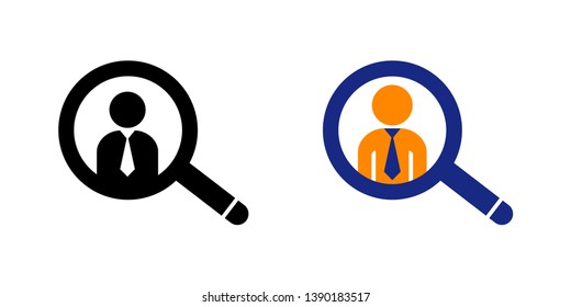 Search Employee Icon in Color and Black Version