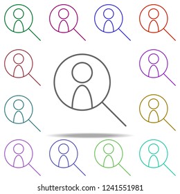 search for employee icon. Elements of finance in multi color style icons. Simple icon for websites, web design, mobile app, info graphics