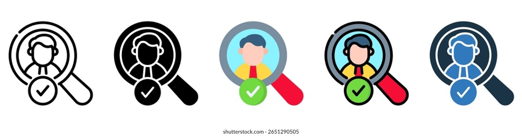 Search Employee Icon Multiple Style Vector Illustration