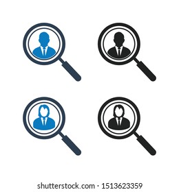Search Employee Icon Set. Flat style vector EPS.