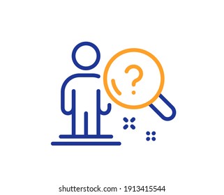 Icono de línea de empleado de búsqueda. Firma del candidato de la entrevista. Símbolo del signo de interrogación. Elemento de diseño de calidad. Icono de empleado de búsqueda de estilo de línea. Trazo editable. Vector