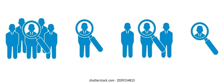 search employees icon, search job icon, human resources icon vector symbol illustrations