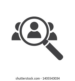 Search for employees and job, business, human resource icon in flat style.