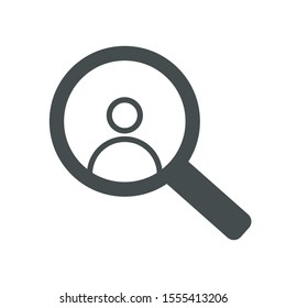 Search for employees and job, business, human resource. Looking for talent. Search man vector icon.