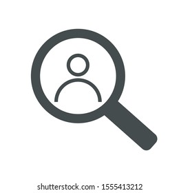 Search for employees and job, business, human resource. Looking for talent. Search man vector icon.