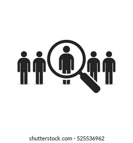 Search for employees and job, business, human resource. Looking for talent. Search man vector icon. Job search.