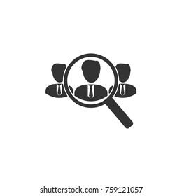 Search for employees and job icon. Business, human resource sign. Looking for talent. Search man vector icon. Job search icon. on white background