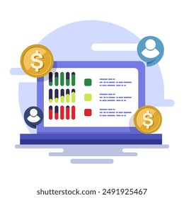 Concepto de campaña publicitaria de motor de Búsqueda, análisis de publicidad de marketing de motor de búsqueda, campaña de pago que envía tráfico a un Sitio web, publicidad, marketing o promoción, Ilustración vectorial de iconos.