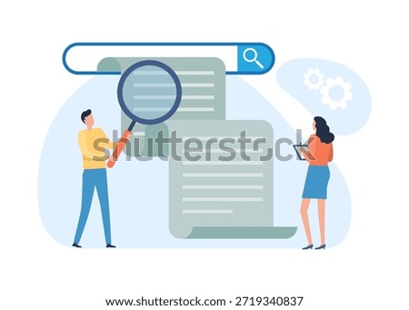 Search engine answering user questions concept stock illustration