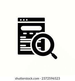 search engine black icon, isolated icon in light background, perfect for website, blog, logo, graphic design, social media, UI, mobile app