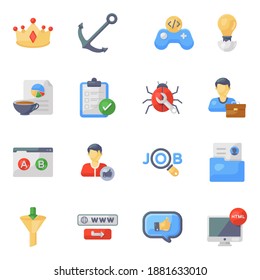 
Search Engine and Business in Editable Flat Icons Style 