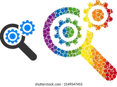 Search Engine Collage Icon Of Round Dots In Variable Sizes And Spectrum Bright Color Tinges. A Dotted LGBT-colored Search Engine For Lesbians, Gays, Bisexuals, And Transgenders.