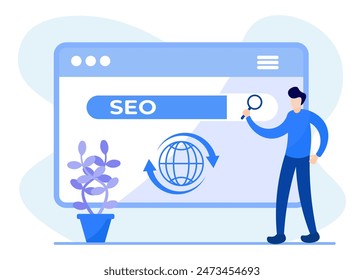 Search engine concept vector illustration, People characters search for information on the internet.