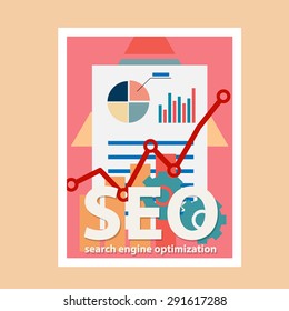 Search engine flat illustration with magnifying glass. Eps10