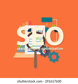 Search engine flat illustration with magnifying glass. Eps10