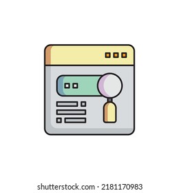 Search engine icon filled outline style design. Search engine icon vector illustration. isolated on white background.