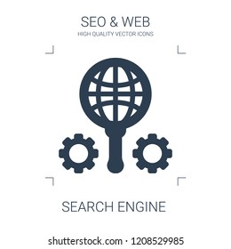 search engine icon. high quality filled search engine icon on white background. from seo web collection flat trendy vector search engine symbol. use for web and mobile