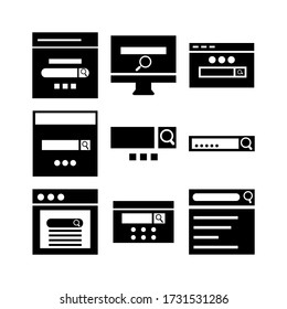 icono del motor de búsqueda o logotipo símbolo de signo aislado ilustración vectorial - Colección de iconos vectoriales de estilo negro de alta calidad
