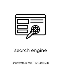 Search engine icon. Trendy modern flat linear vector Search engine icon on white background from thin line Programming collection, editable outline stroke vector illustration