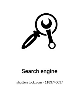 Search engine icon vector isolated on white background, logo concept of Search engine sign on transparent background, filled black symbol