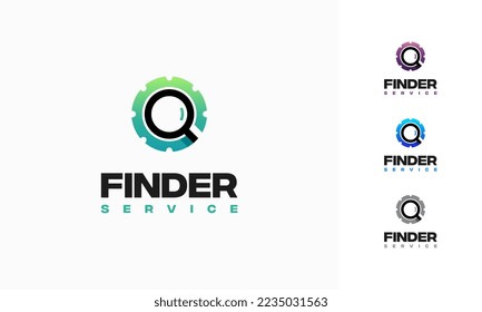 Search Engine logo designs concept vector, Search Service Gear logo template icon