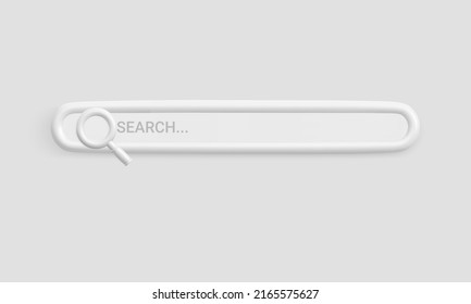 Search engine or magnifying glass in blank search bar on Background. 3d render, copy space. Vector illustration