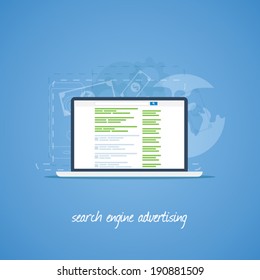 Search engine marketing and advertising vector concept