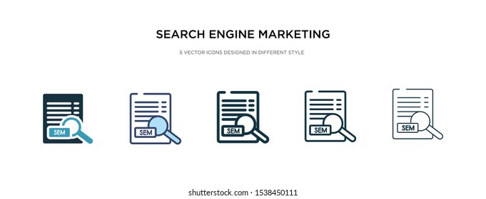 search engine marketing icon in different style vector illustration. two colored and black search engine marketing vector icons designed in filled, outline, line and stroke style can be used for